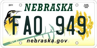 NE license plate FAO949