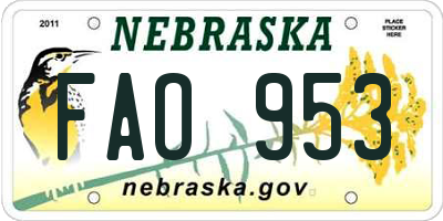 NE license plate FAO953