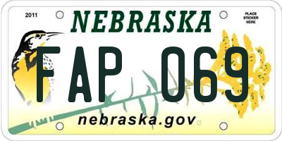 NE license plate FAP069