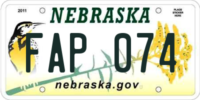 NE license plate FAP074