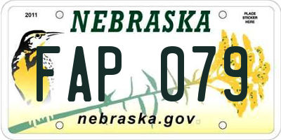 NE license plate FAP079