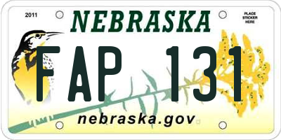 NE license plate FAP131