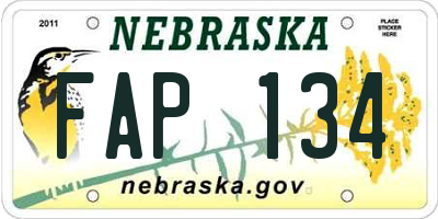 NE license plate FAP134