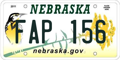 NE license plate FAP156