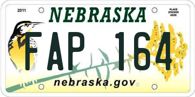 NE license plate FAP164