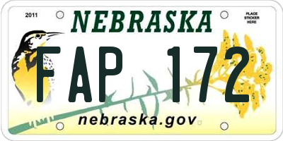NE license plate FAP172
