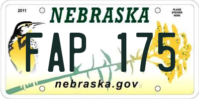 NE license plate FAP175