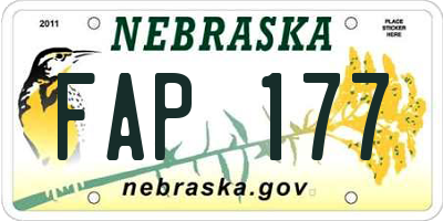 NE license plate FAP177