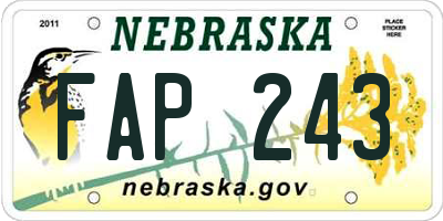 NE license plate FAP243