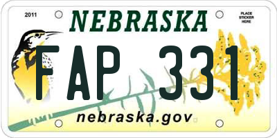 NE license plate FAP331
