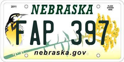 NE license plate FAP397