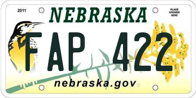 NE license plate FAP422