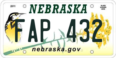 NE license plate FAP432