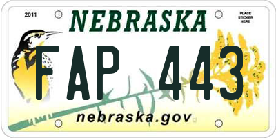 NE license plate FAP443