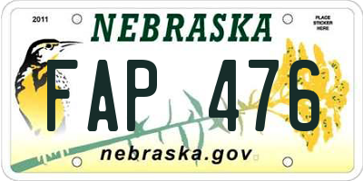 NE license plate FAP476