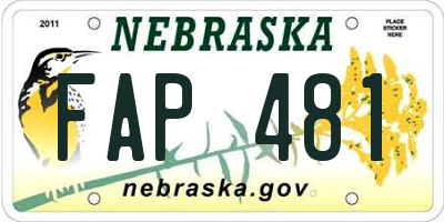 NE license plate FAP481