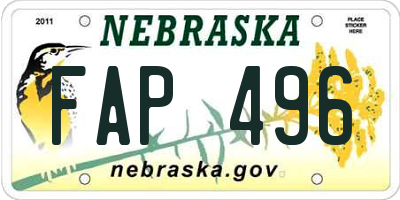 NE license plate FAP496