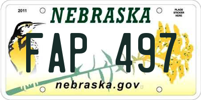 NE license plate FAP497