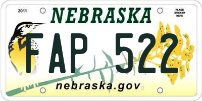 NE license plate FAP522