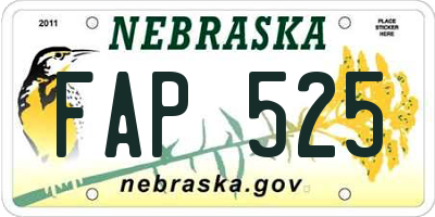NE license plate FAP525
