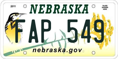 NE license plate FAP549