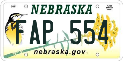 NE license plate FAP554