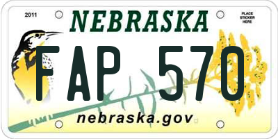 NE license plate FAP570