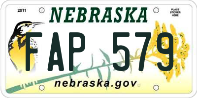 NE license plate FAP579