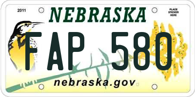 NE license plate FAP580