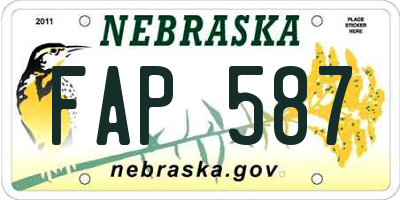 NE license plate FAP587