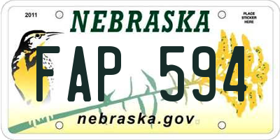 NE license plate FAP594