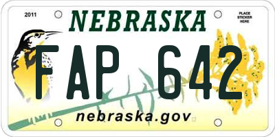 NE license plate FAP642