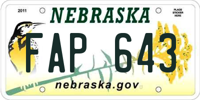 NE license plate FAP643