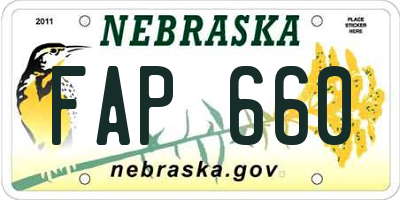 NE license plate FAP660
