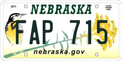NE license plate FAP715