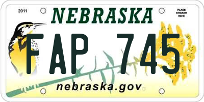 NE license plate FAP745