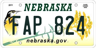 NE license plate FAP824