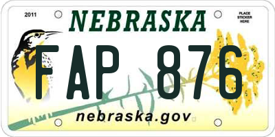 NE license plate FAP876