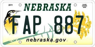 NE license plate FAP887