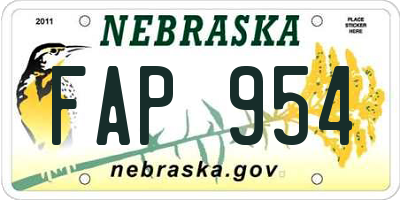 NE license plate FAP954
