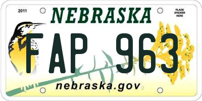 NE license plate FAP963