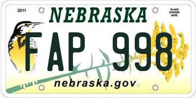 NE license plate FAP998