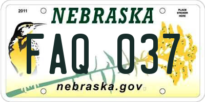 NE license plate FAQ037