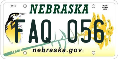 NE license plate FAQ056