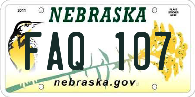 NE license plate FAQ107