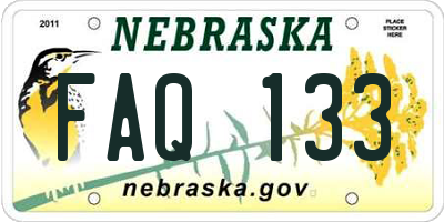 NE license plate FAQ133