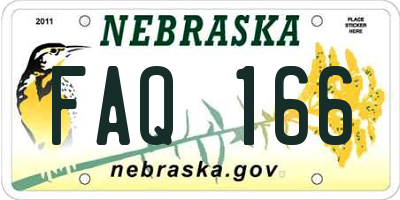 NE license plate FAQ166