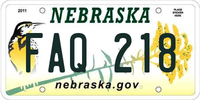 NE license plate FAQ218