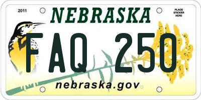 NE license plate FAQ250