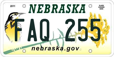 NE license plate FAQ255